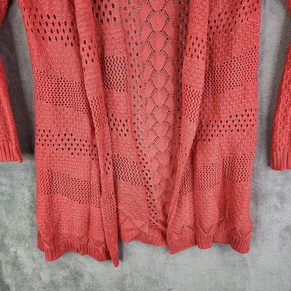 Womens Coral 99 Jane Street Cardigan Knit Sweater Open Front Long Sleeve Size M - Picture 3 of 10